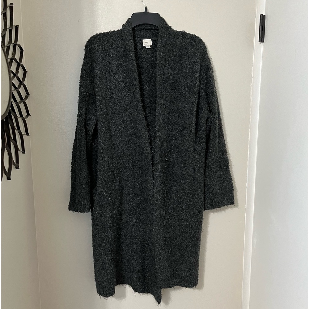 a new day | Long Gray Sweater with Pockets